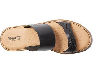 Born Women's Morena Black Leather Braided Slide Sandal Slipper Size 8 NWOB